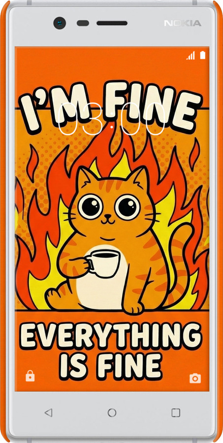 3D пластиковий матовий чехол Funny Cat для Nokia 3 - 6786m-818 изображение 