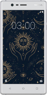 Силиконовый чехол Celestial Harmony: Sun & Moon Gold Mystic Pattern для Nokia 3 - 6778u-818 изображение 