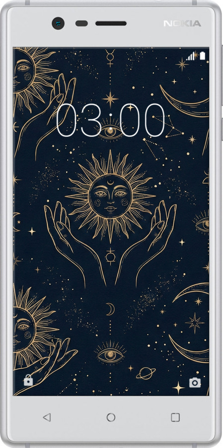 Силиконовый чехол Celestial Harmony: Sun & Moon Gold Mystic Pattern для Nokia 3 - 6778u-818 изображение 