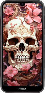 Силіконовий чехол Череп у рожевих квітах для Nokia 4.2 - 5965u-1680 изображение 