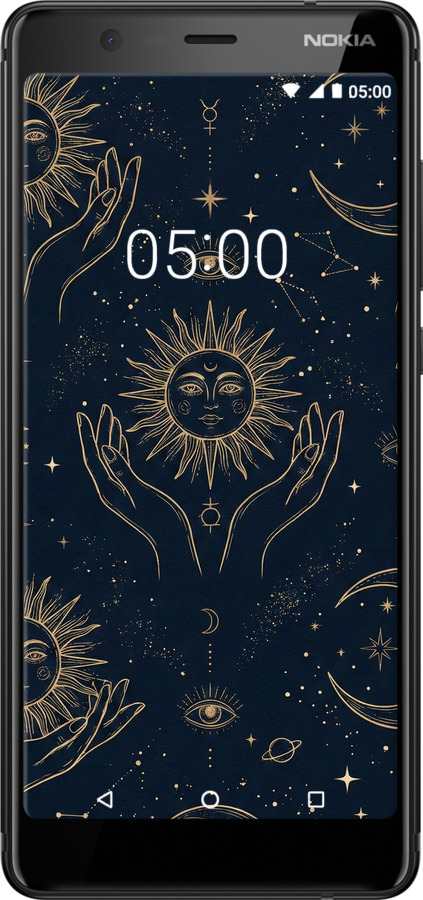 Силіконовий чехол Celestial Harmony: Sun & Moon Gold Mystic Pattern для Nokia 5.1 - 6778u-1529 изображение 