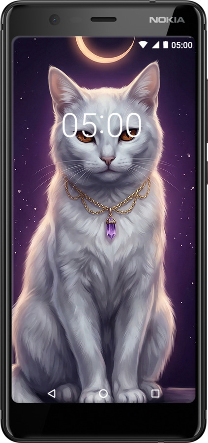 Силиконовый чехол Mystic White Cat Gothic Dark Purple Gold для Nokia 5.1 - 6805u-1529 изображение 