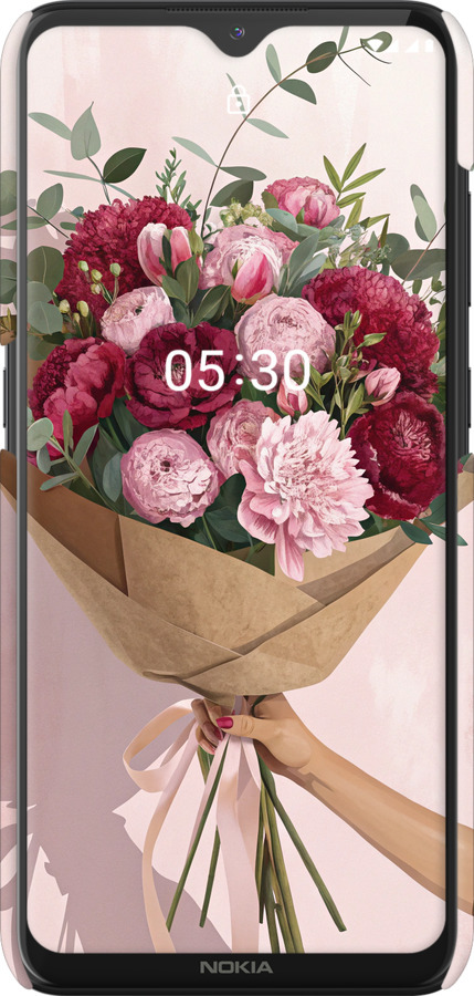 3D пластиковий матовий чехол Півонії 1 для Nokia 5.3 - 6705m-2102 изображение 