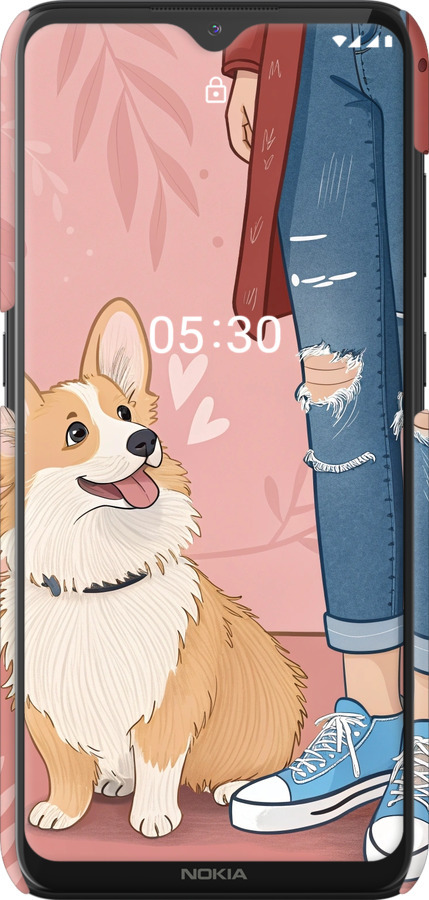 3D пластиковий матовий чехол Корги 3 для Nokia 5.3 - 6707m-2102 изображение 