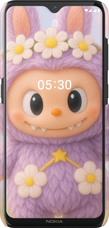 3D пластиковий матовий чехол Лабубу 1 для Nokia 5.3 - 6709m-2102 изображение 