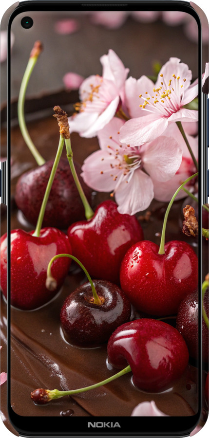 3D пластиковий матовий чехол Вишня у шоколаді для Nokia 5.4 - 6698m-2279 изображение 