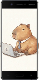 3D пластиковый матовый чехол Funny Capybara CEO Working для Nokia 5 - 6777m-804 изображение 