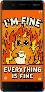 3D пластиковый матовый чехол Funny Cat для Nokia 5 - 6786m-804 изображение 