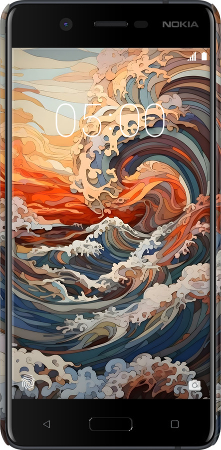 3D пластиковий матовий чехол Арт хвилі для Nokia 5 - 6324m-804 изображение 