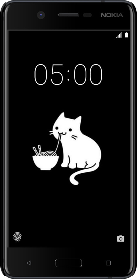 3D пластиковий матовий чехол Милий кіт на чорному фоні для Nokia 5 - 6528m-804 изображение 