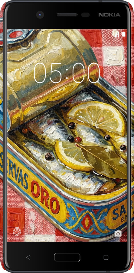 3D пластиковий матовий чехол Vintage Sardine Tin Phone для Nokia 5 - 6772m-804 изображение 