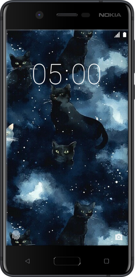 Силиконовый чехол Изображение Кошек с тёмной акварелью для Nokia 5 - 6521u-804 изображение 