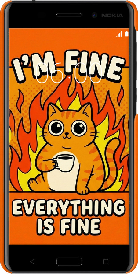 3D пластиковый матовый чехол Funny Cat для Nokia 6 - 6786m-898 изображение 