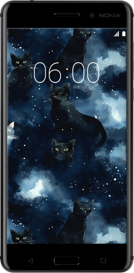 Силиконовый чехол Изображение Кошек с тёмной акварелью для Nokia 6 - 6521u-898 изображение 
