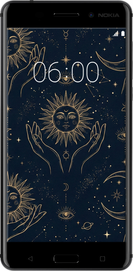 2D пластиковый чехол Celestial Harmony: Sun & Moon Gold Mystic Pattern для Nokia 6 - 6778t-898 изображение 