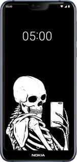 Силиконовый чехол Скелет делает Selfie для Nokia 7.1 - 6535u-1593 изображение 