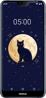 Силиконовый чехол Cute Cat Celestial/Witchy для Nokia 7.1 - 6787u-1593 изображение 