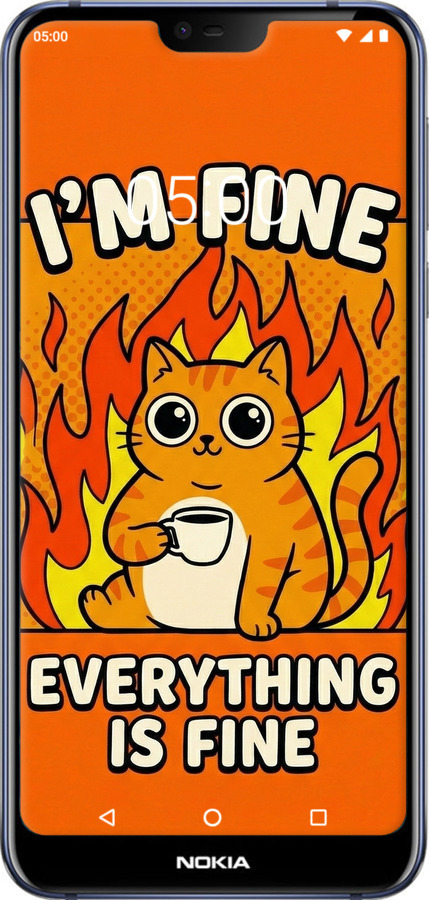 Силиконовый чехол Funny Cat для Nokia 7.1 - 6786u-1593 изображение 