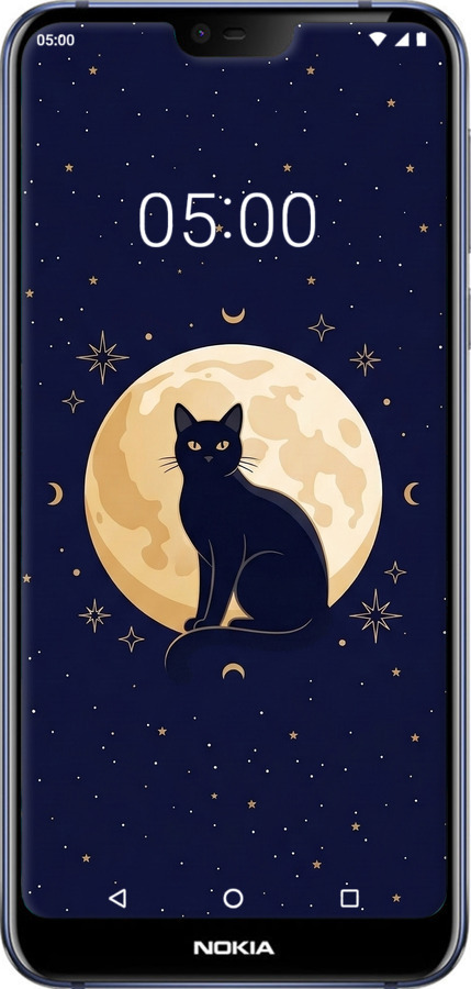 Силиконовый чехол Cute Cat Celestial/Witchy для Nokia 7.1 - 6787u-1593 изображение 