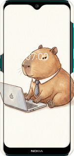 3D пластиковый матовый чехол Funny Capybara CEO Working для Nokia 6.2 - 6777m-2018 изображение 