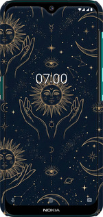3D пластиковый матовый чехол Celestial Harmony: Sun & Moon Gold Mystic Pattern для Nokia 6.2 - 6778m-2018 изображение 