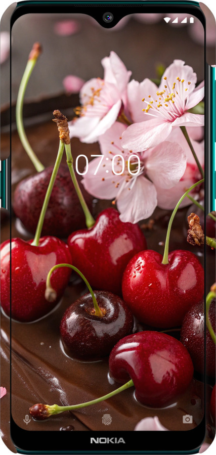 3D пластиковый матовый чехол Вишня в шоколаде для Nokia 6.2 - 6698m-2018 изображение 