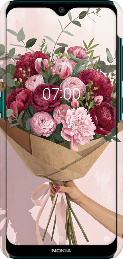 3D пластиковий матовий чехол Півонії 1 для Nokia 6.2 - 6705m-2018 изображение 