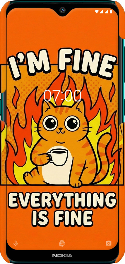 3D пластиковый матовый чехол Funny Cat для Nokia 6.2 - 6786m-2018 изображение 