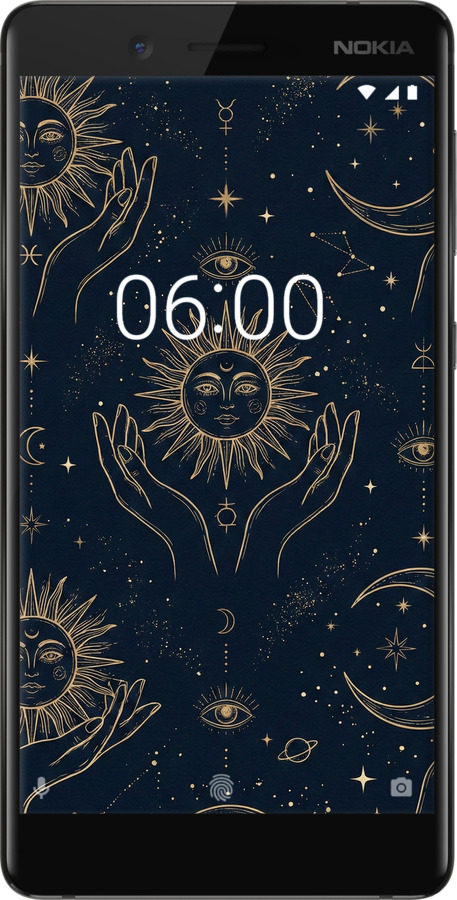 Силиконовый чехол Celestial Harmony: Sun & Moon Gold Mystic Pattern для Nokia 7 - 6778u-1367 изображение 