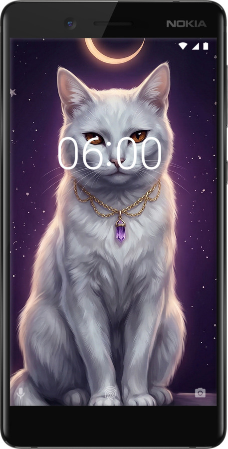 Силиконовый чехол Mystic White Cat Gothic Dark Purple Gold для Nokia 7 - 6805u-1367 изображение 