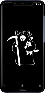 3D пластиковий матовий чехол Мінімалістичний арт: смерть та кішка для Nokia 8.1 - 6529m-1620 изображение 