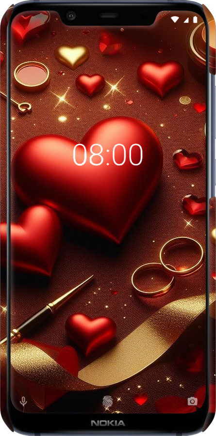 3D пластиковий матовий чехол Сердечки v3 для Nokia 8.1 - 5833m-1620 изображение 