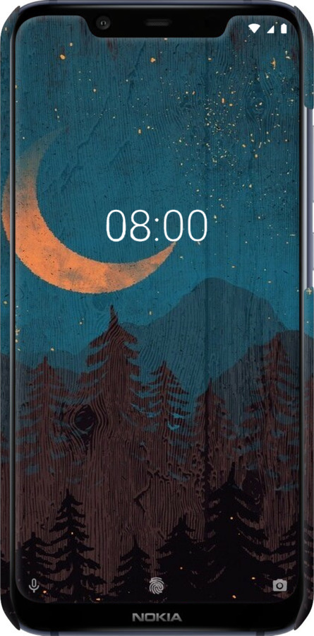 3D пластиковый матовый чехол Звездный лес для Nokia 8.1 - 6480m-1620 изображение 