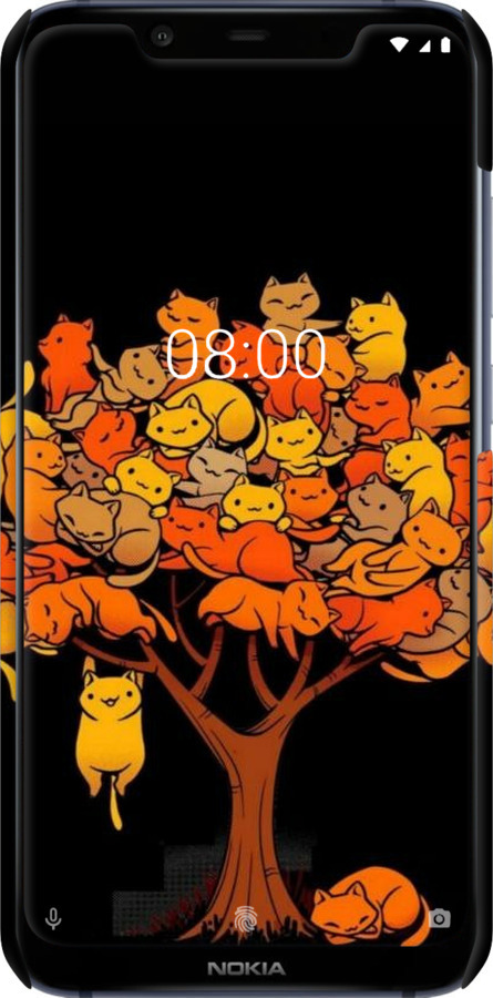 3D пластиковий матовий чехол Дерево та котики для Nokia 8.1 - 6516m-1620 изображение 