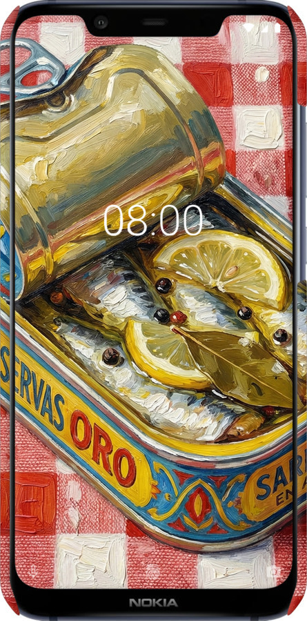 3D пластиковый матовый чехол Vintage Sardine Tin Phone для Nokia 8.1 - 6772m-1620 изображение 