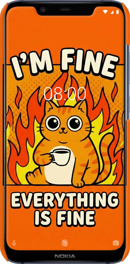 3D пластиковый матовый чехол Funny Cat для Nokia 8.1 - 6786m-1620 изображение 