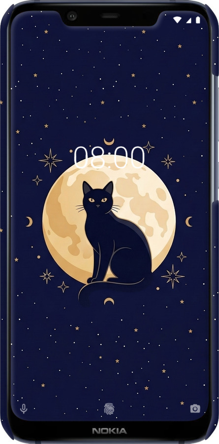 3D пластиковый матовый чехол Cute Cat Celestial/Witchy для Nokia 8.1 - 6787m-1620 изображение 