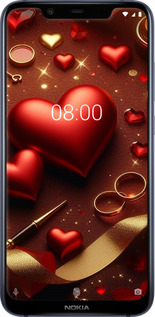 Силиконовый чехол Сердечки v3 для Nokia 8.1 - 5833u-1620 изображение 