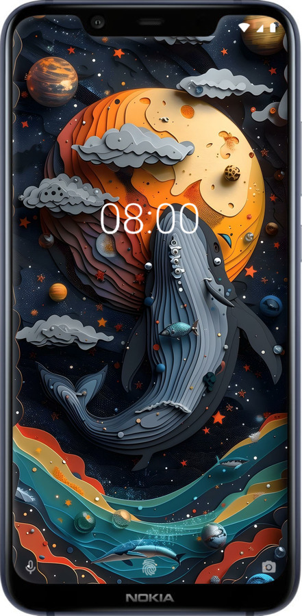 Силиконовый чехол Кит в космосе для Nokia 8.1 - 6328u-1620 изображение 