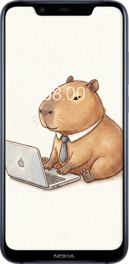 Силіконовий чехол Funny Capybara CEO Working для Nokia 8.1 - 6777u-1620 изображение 