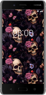 Силиконовый чехол Черепа и розы для Nokia 8 - 6316u-1115 изображение 