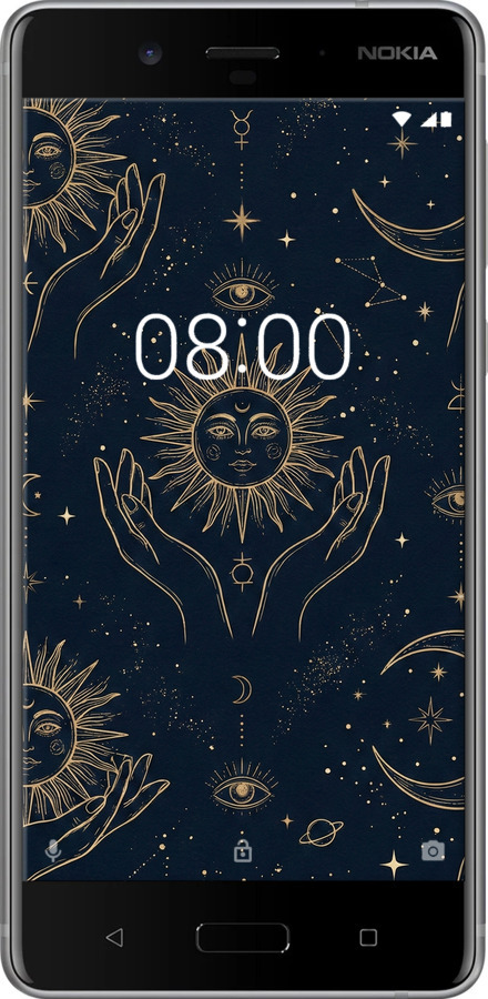 Силиконовый чехол Celestial Harmony: Sun & Moon Gold Mystic Pattern для Nokia 8 - 6778u-1115 изображение 