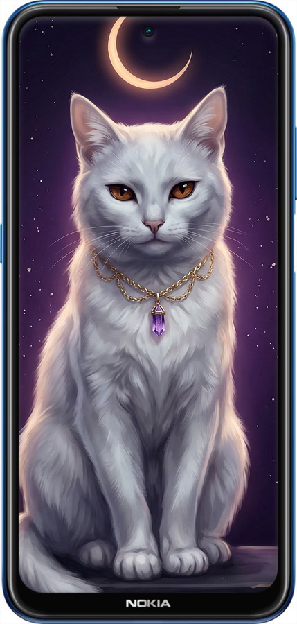 Силіконовий чехол Mystic White Cat Gothic Dark Purple Gold для Nokia X20 - 6805u-2532 изображение 