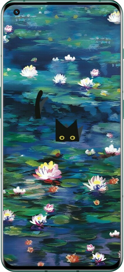 TPU чехол Чехол с изображением водяных лилий Моне и кошек для OnePlus 10 Pro - 6399b-2588 изображение 