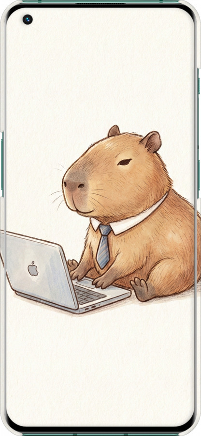 3D пластиковий матовий чехол Funny Capybara CEO Working для OnePlus 10 Pro - 6777m-2588 изображение 