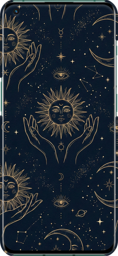 3D пластиковый матовый чехол Celestial Harmony: Sun & Moon Gold Mystic Pattern для OnePlus 10 Pro - 6778m-2588 изображение 