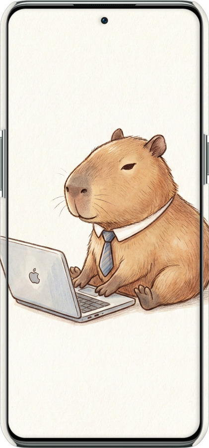 3D пластиковий матовий чехол Funny Capybara CEO Working для OnePlus 10T - 6777m-2647 изображение 