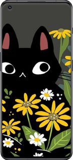 TPU чехол Чорний кіт з квітами для OnePlus 11 - 6448b-2940 изображение 