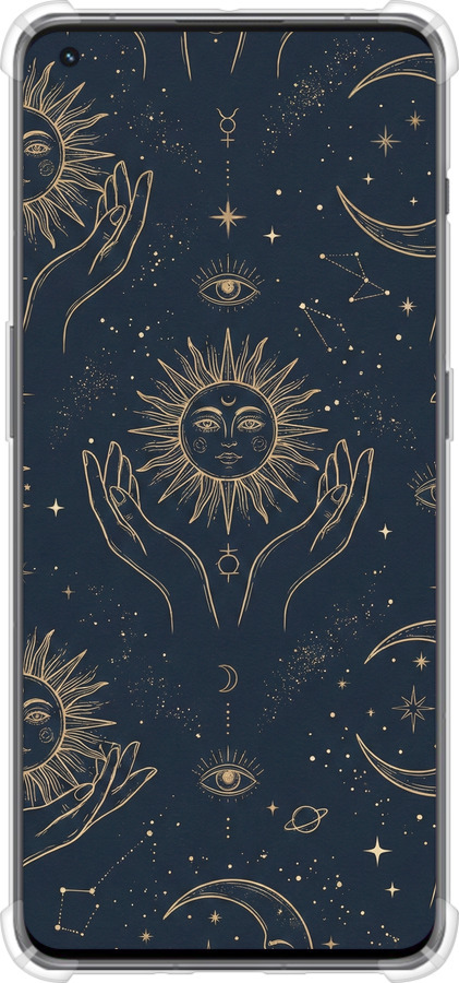 Силикон с усиленными углами чехол Celestial Harmony: Sun & Moon Gold Mystic Pattern для OnePlus 11 - 6778sp-2940 изображение 