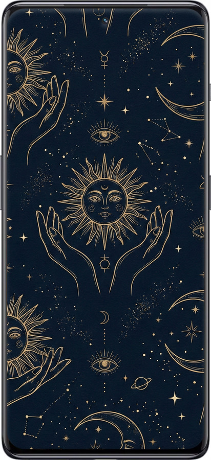 Силиконовый чехол Celestial Harmony: Sun & Moon Gold Mystic Pattern для OnePlus 11R - 6778u-2939 изображение 